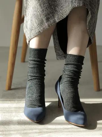 シャイニーラメリブソックス