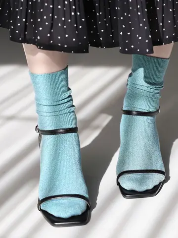 シャイニーラメリブソックス