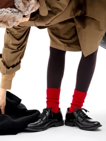 毛混無地ソックス