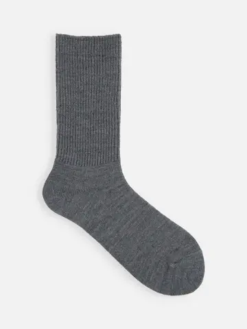 毛混リブ無地ソックス