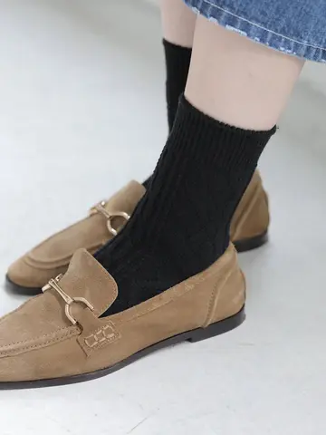 毛混リンクスダイヤとケーブルソックス　