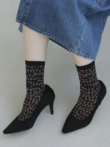 キルト風小花ソックス