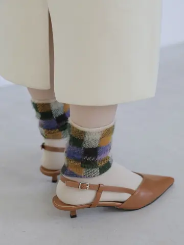 ジャカードブロックチェック起毛ソックス