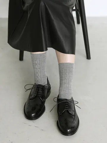 アンチピリング梳毛リンクスケーブルショートソックス