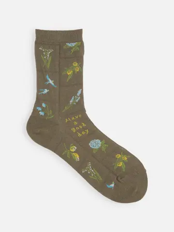 綿麻メッシュパッチワーク柄ショートソックス