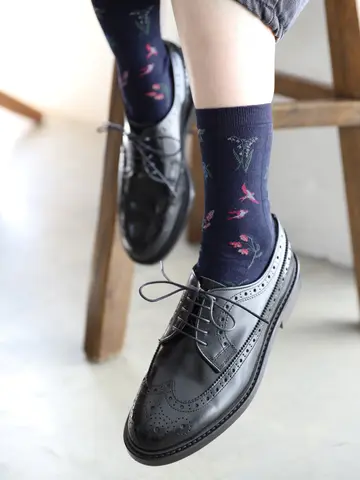 綿麻メッシュパッチワーク柄ショートソックス