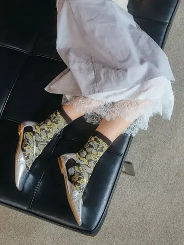 JQラメ花柄ソックス