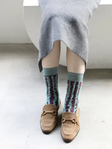 裏出しぼさぼさストライプソックス