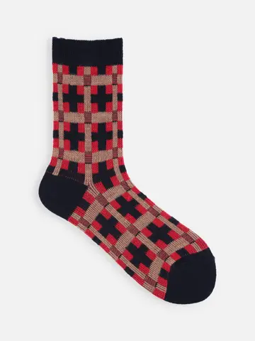 ジャカードモダンチェックソックス