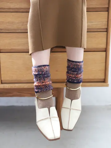 ジャカードにじみ起毛ソックス