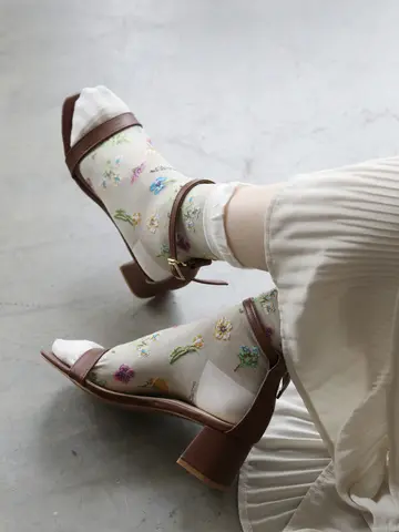 バンブーレーヨンフロートボタニカルソックス