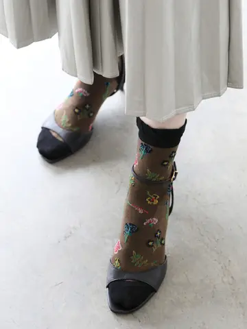 バンブーレーヨンフロートボタニカルソックス