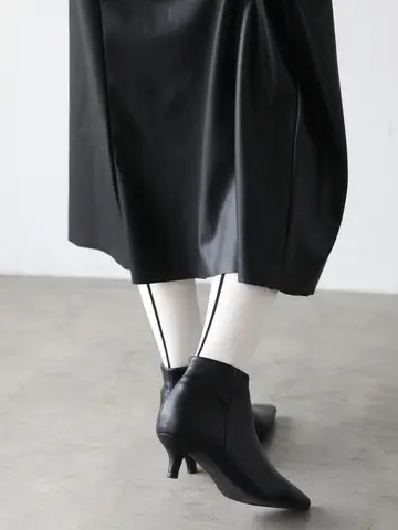 毛混バックシームハイソックス