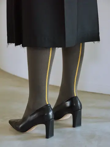 毛混バックシームハイソックス