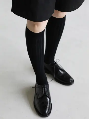 梳毛8×2リブハイソックス