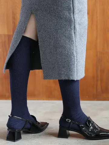 バナウォームラメリブハイソックス