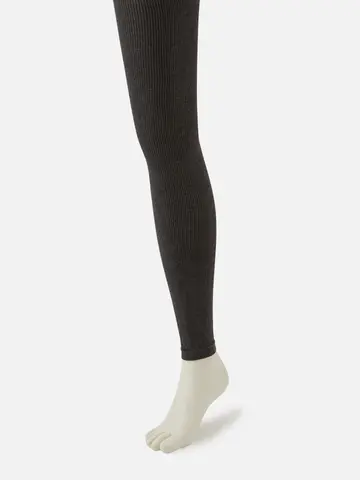 綿混リブ風ストライプ柄レギンス10分丈