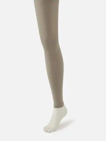 綿混リブ風ストライプ柄レギンス10分丈