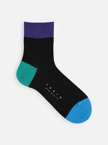 【メンズ】シルケット三面切替ショートソックス