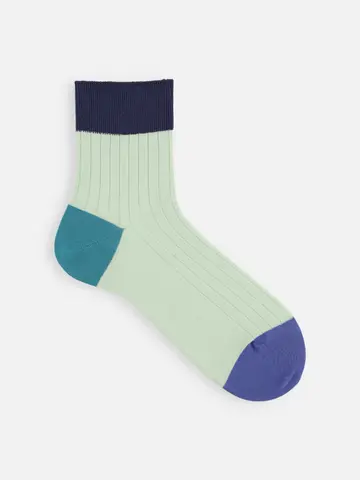 【メンズ】シルケット三面切替ショートソックス