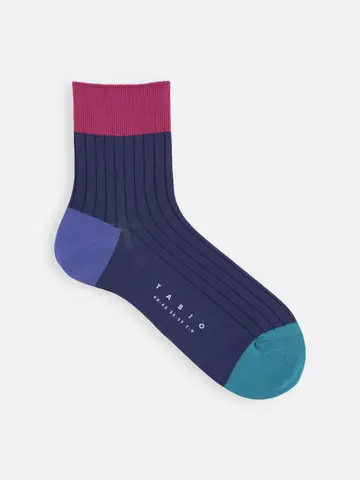 【メンズ】シルケット三面切替ショートソックス