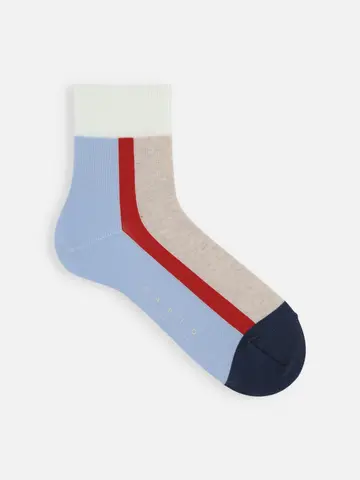 【メンズ】シルケットブロックラインショートソックス