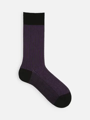 アンチピリング梳毛細ストライプレギュラーソックス（メンズ）