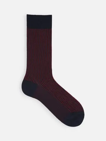 アンチピリング梳毛細ストライプレギュラーソックス（メンズ）