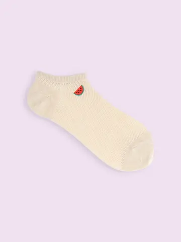 【靴下屋fam】メッシュいろいろ刺繍スニーカー丈ソックス