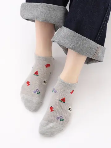 【3足1,386円】メッシュ夏休み柄スニーカー用ソックス