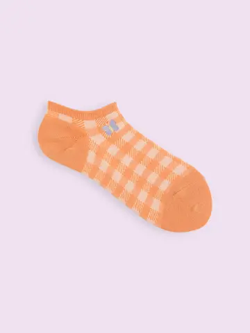 【3足1,386円】ポップ刺繍チェック柄スニーカー用ソックス