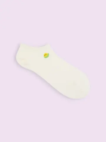 【3足1,386円】綿麻 鳥ちゃん刺繍スニーカー用ソックス