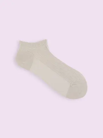 【3足1,386円】綿麻 ストライプちょい長スニーカー用ソックス