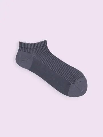 【3足1,386円】綿麻 ストライプちょい長スニーカー用ソックス
