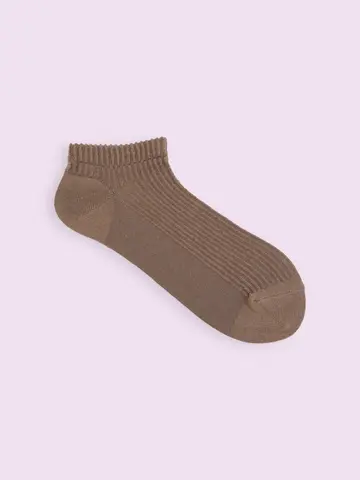 【3足1,386円】綿麻 ストライプちょい長スニーカー用ソックス