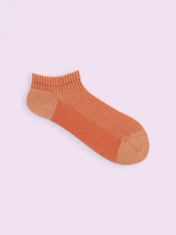 【3足1,386円】綿麻 ストライプちょい長スニーカー用ソックス