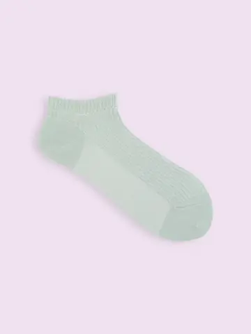 【3足1,386円】綿麻 ストライプちょい長スニーカー用ソックス