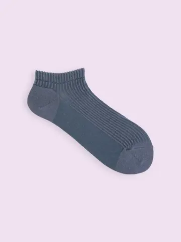 【3足1,386円】綿麻 ストライプちょい長スニーカー用ソックス