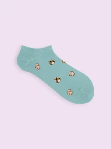 【靴下屋fam】にゃんこ肉球スニーカー丈ソックス