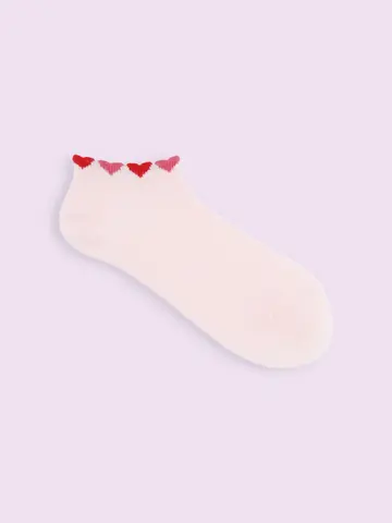 【靴下屋fam】ゴム口たっぷりハートスニーカー丈ソックス