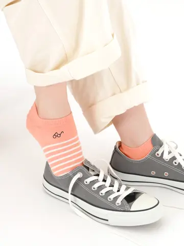 めがね刺繍ボーダースニーカー用ソックス