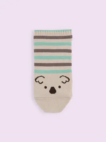 【3足1,100円】ブタさんコアラさんボーダースニーカー丈ソックス