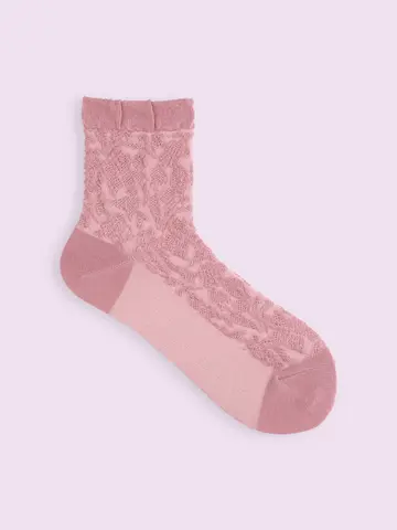 【3足1,386円】毛混 ラッセルレースフロートショートソックス