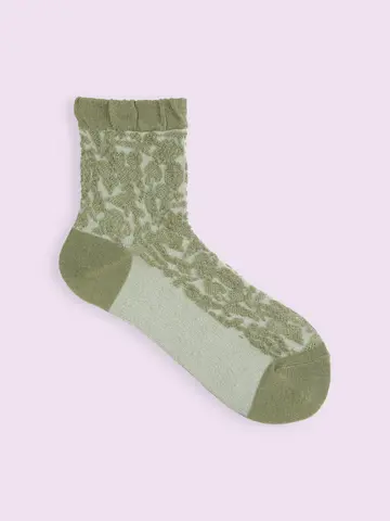 【3足1,386円】毛混 ラッセルレースフロートショートソックス