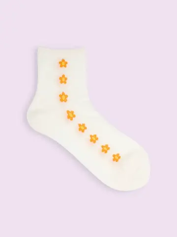 【3足1,386円】お花ラインシースルーショートソックス