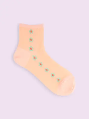 【3足1,386円】お花ラインシースルーショートソックス