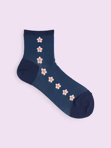 【3足1,386円】お花ラインシースルーショートソックス