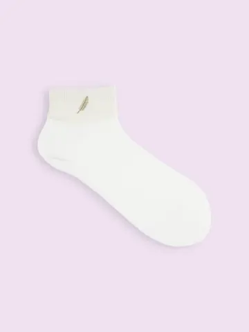 【3足1,386円】ヒトデ＆フェザー刺繍ショートソックス