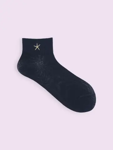 【3足1,386円】ヒトデ&フェザー刺繍ショートソックス
