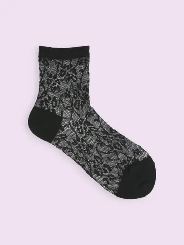 【3足¥1,000】レース風シースルーショートソックス